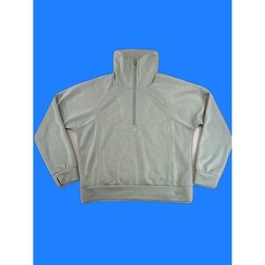 ANRABESS Half Zip Sweatshirt M Mint Green Long Sleeve Relaxed Fit Fleece